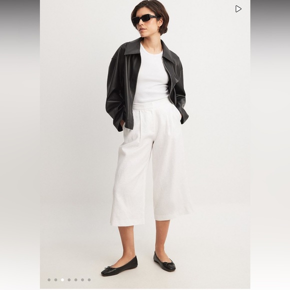 N A-K D     White Linen High-Waist Culottes size 6 NWT - Picture 2 of 16
